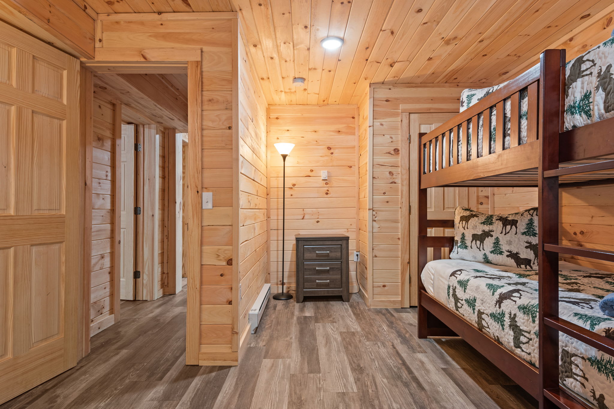 The room has plenty of open floor space for playing and moving around, making it perfect for families traveling with energetic littles.