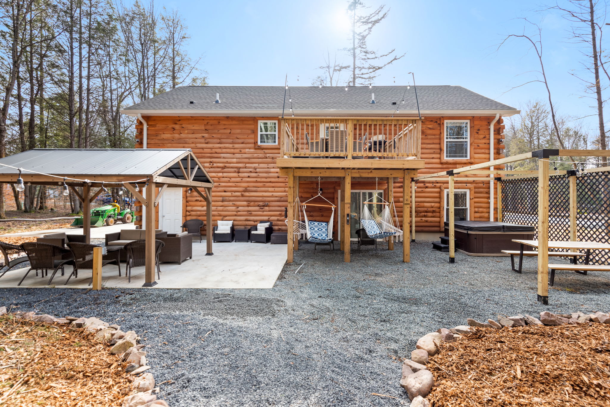 Spacious Backyard Setup
With multiple seating areas, shaded spaces, and room to roam, the backyard is made for group hangs, BBQs, and fresh air fun.