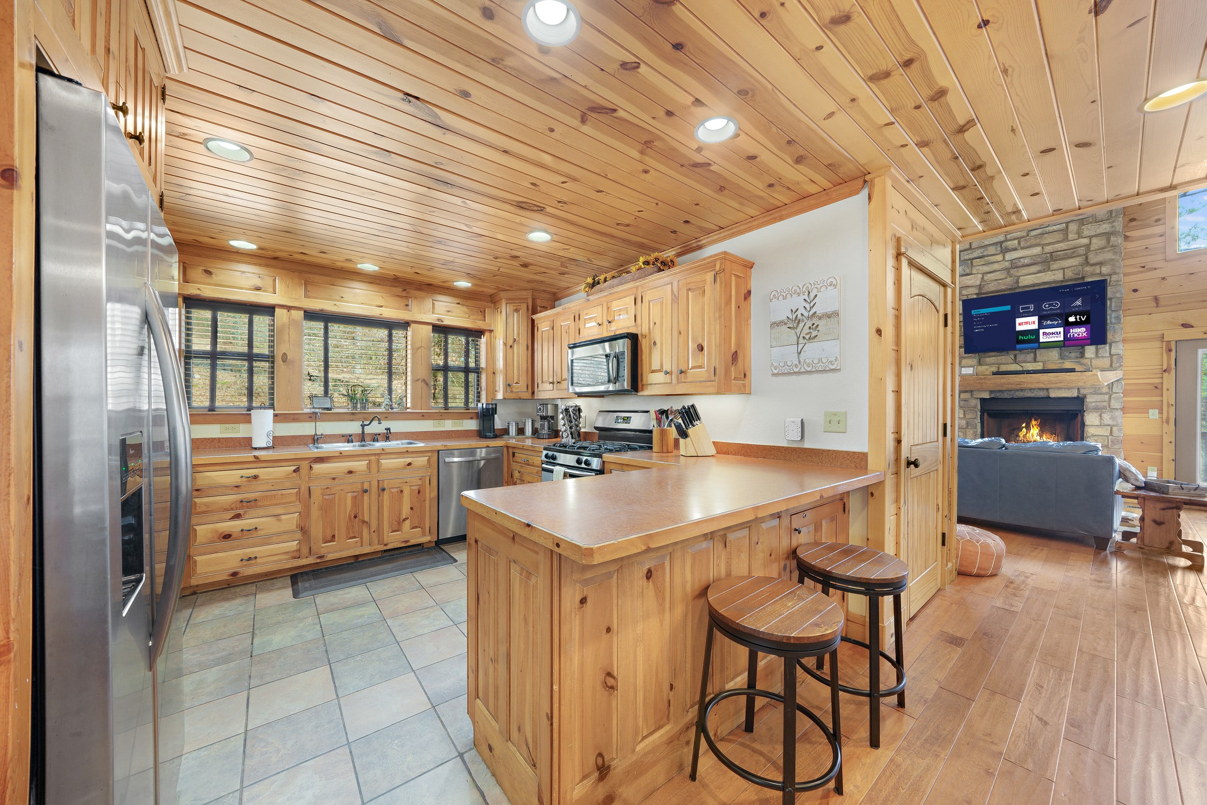 New! Creekside Cabin w/ Spa + Views, Sleeps 12!