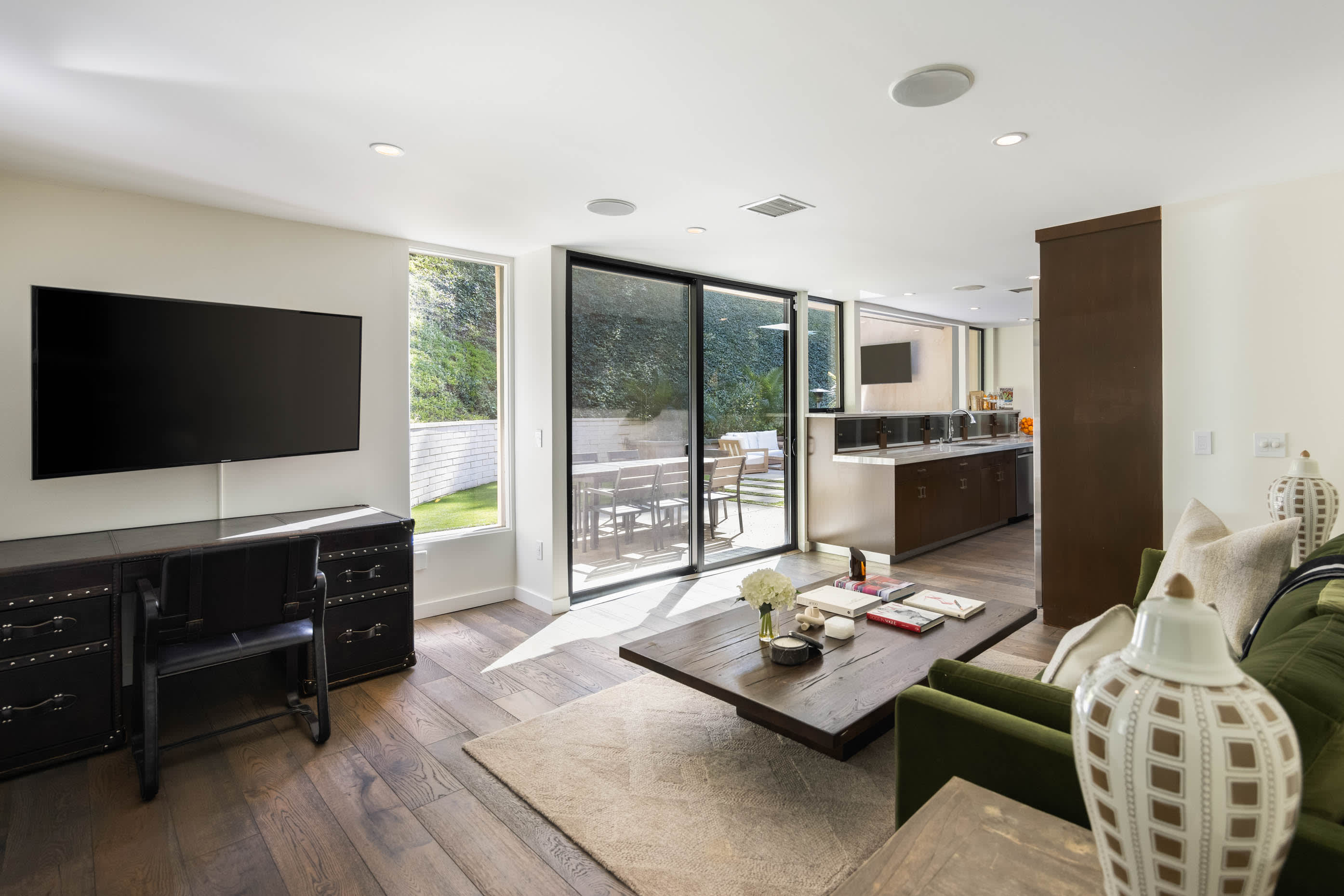 Whether you're watching your favorite show or tackling tasks, this versatile space ensures comfort and convenience throughout your stay.