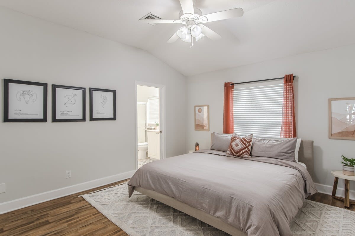 Bedroom 1 features a cozy king-sized bed and plenty of space!