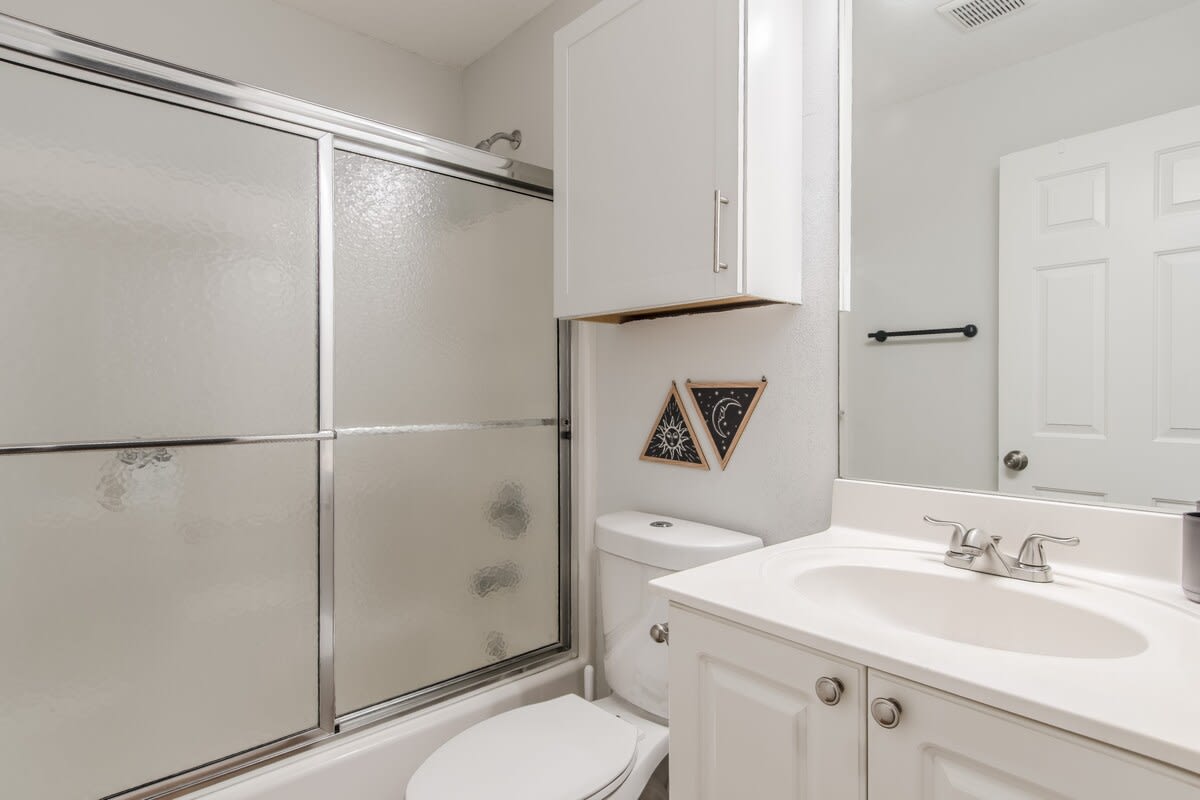 Bathroom 2 is a full bath (shower & tub) and shared between Bedroom 2 & Bedroom 3.