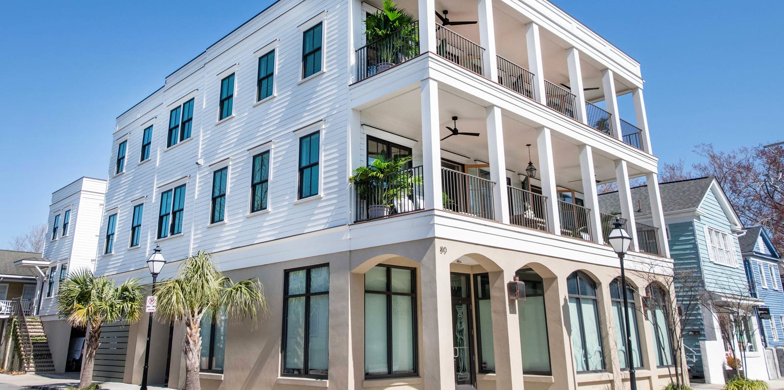 Exterior of the newly built rental. Looking forward to hosting your group in beautiful downtown Charleston!