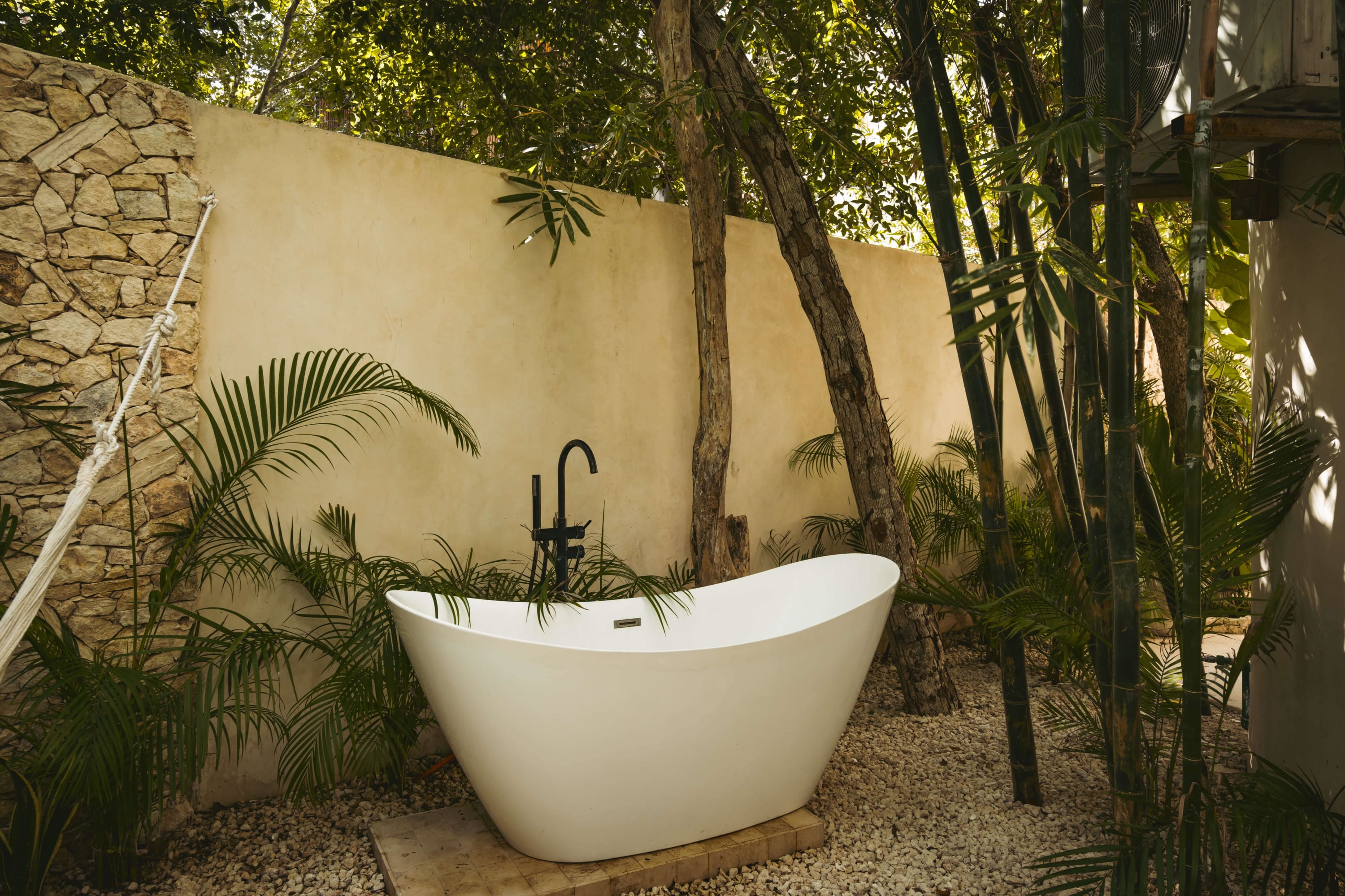 Beautiful and modern outdoor bathtub