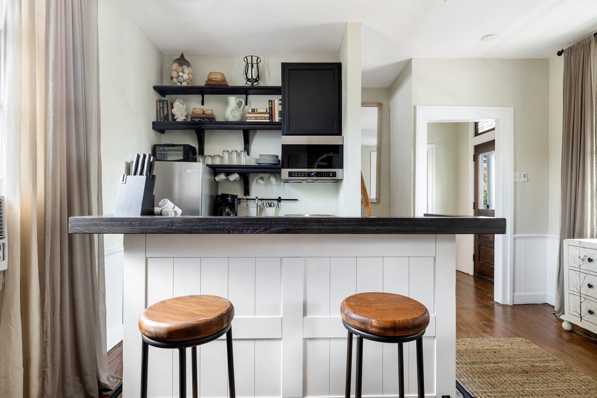 Bar top seating in dining area area 