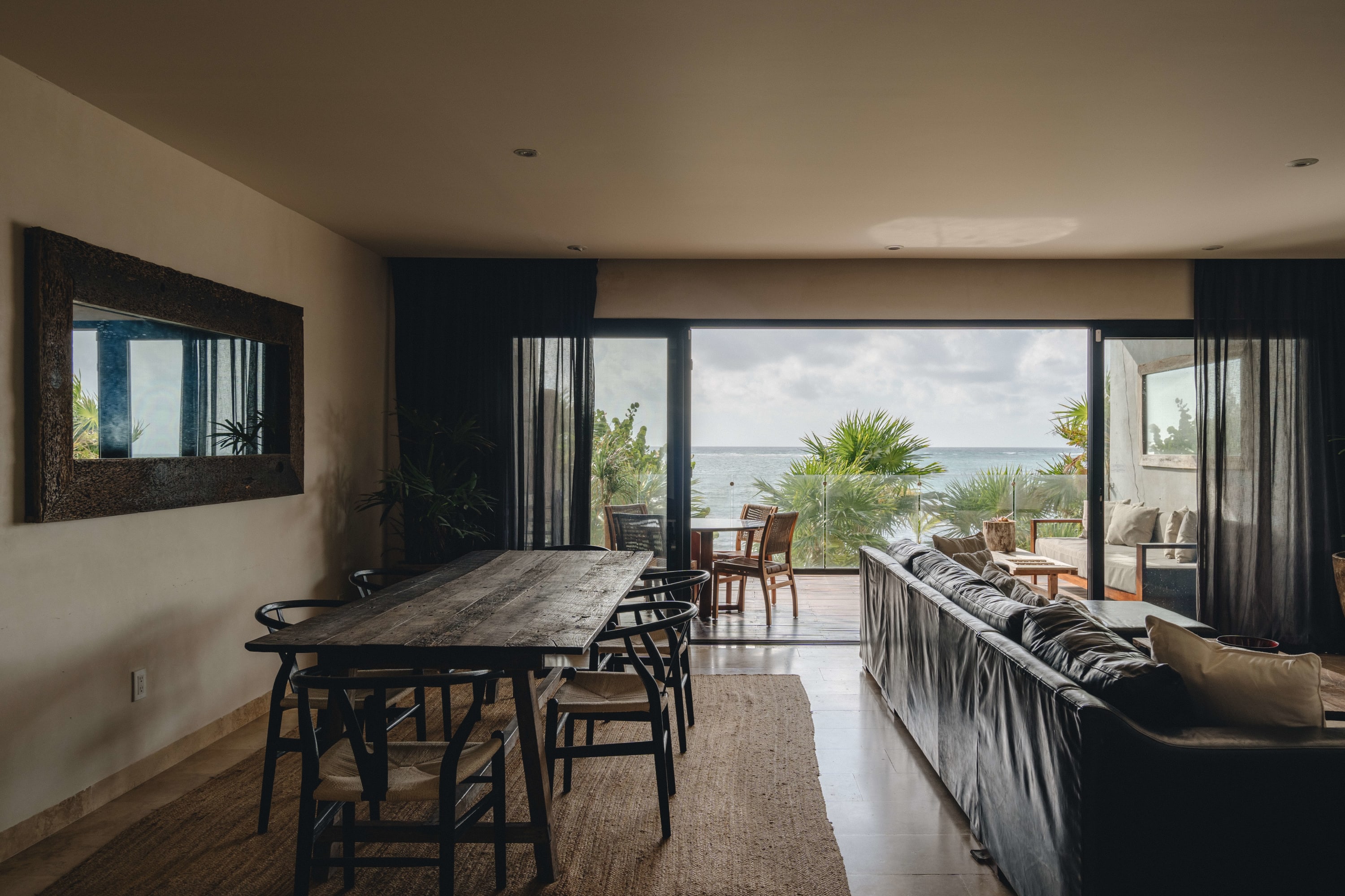 Spectacular living and dining area with ocean views