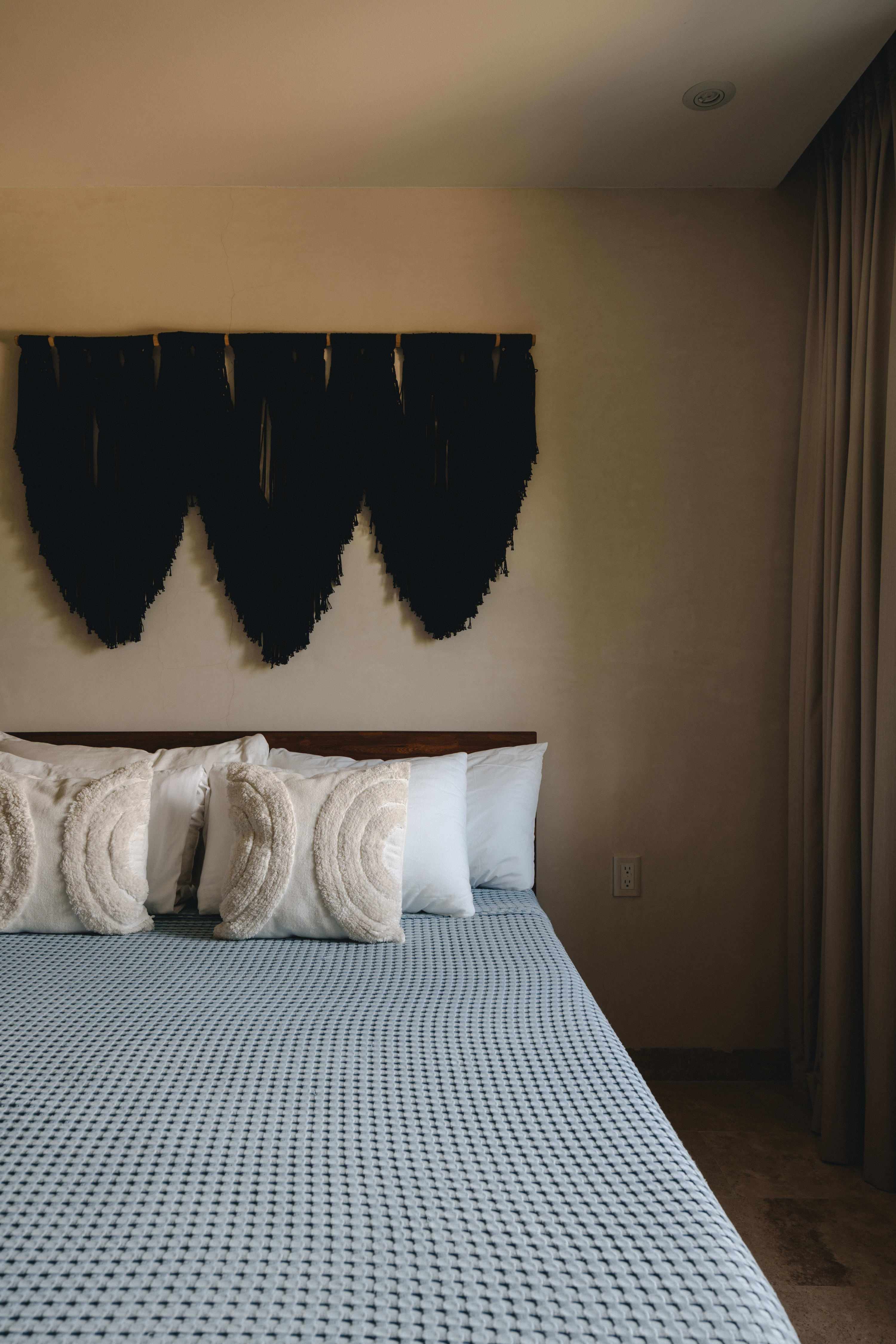 Comfortable bed with lovely decor