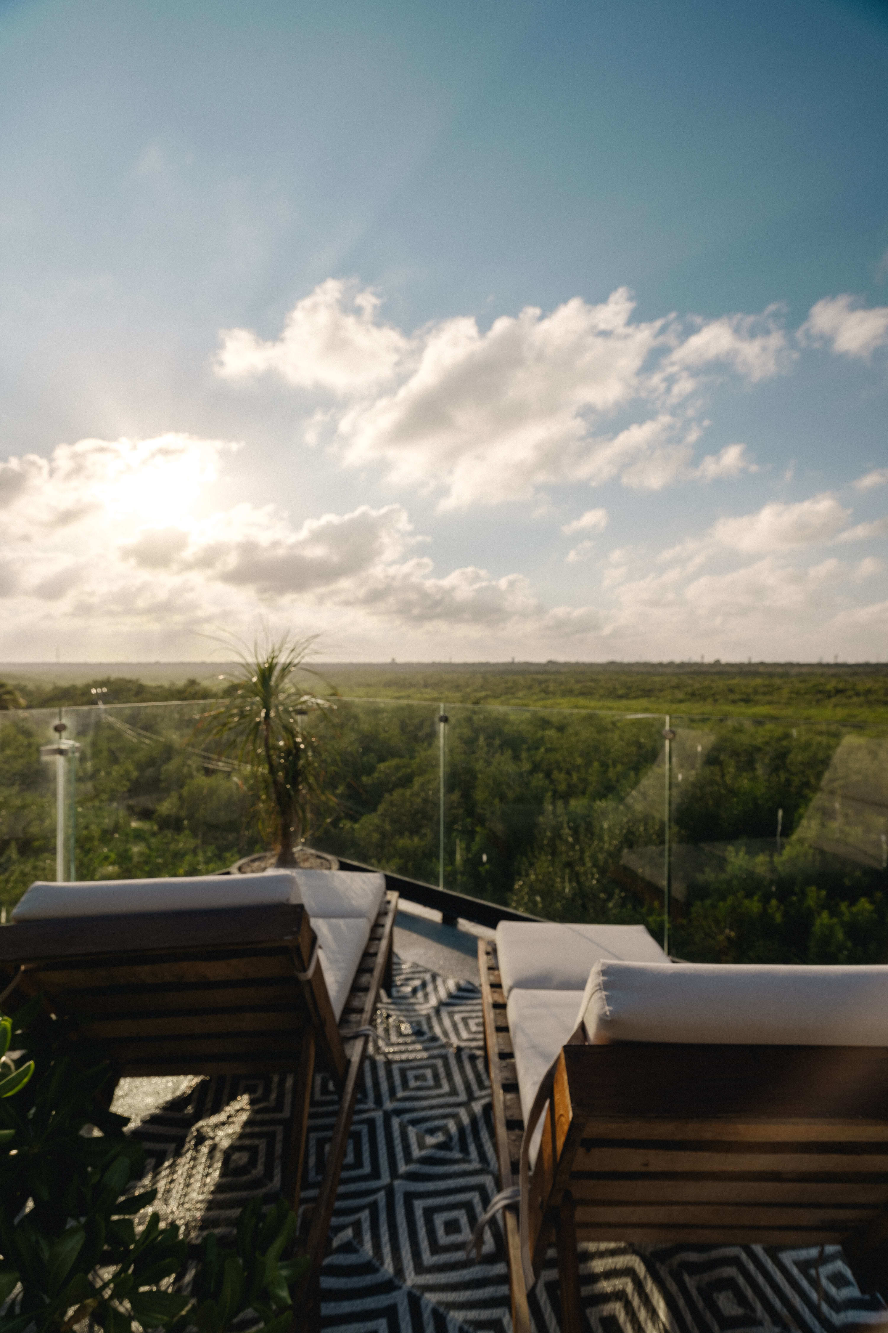 Incredible rooftop with comfortable loungers and unique views