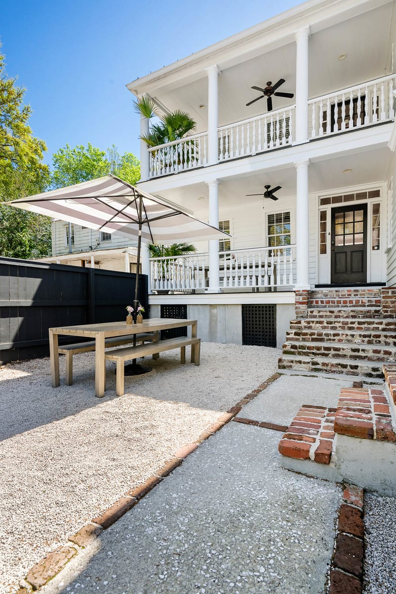 There are 5 total porches/balconies off the home. Each has seating relaxation space for your group