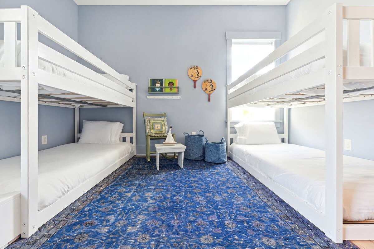 Bedroom #5 with Two Bunk Beds (4 Twins), En-suite, Ceiling Fan & TV