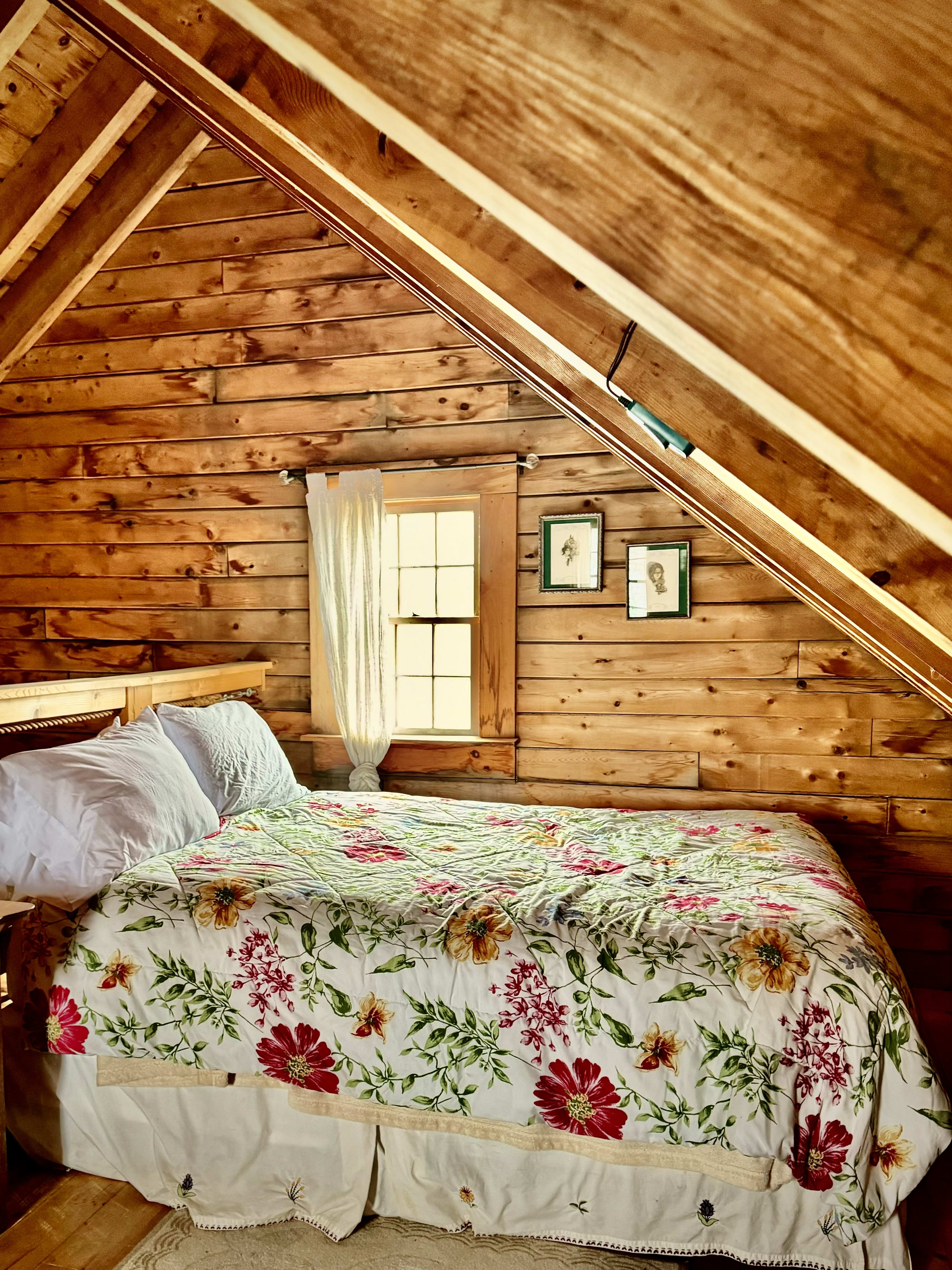 Rest easy in this comfy queen size bed in the sleeping loft.  We supply linens.