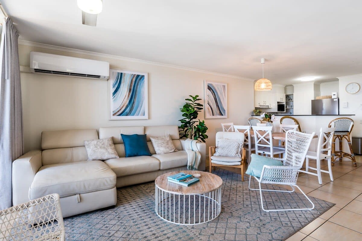 Discover the perfect beachside getaway with your private rooftop overlooking the crystal blue waters in this spacious 3BR, 2BA apartment in Marcoola.