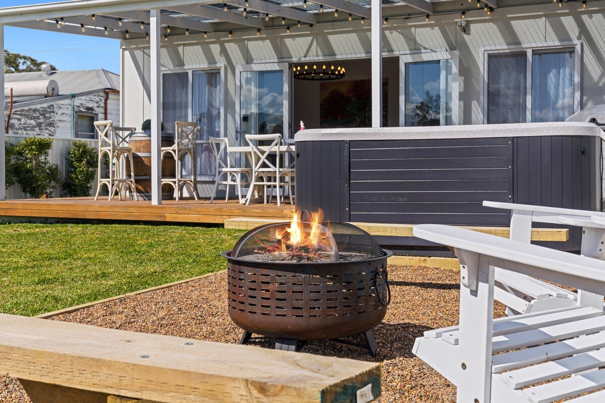 Lounge and keep warm by the fire pit