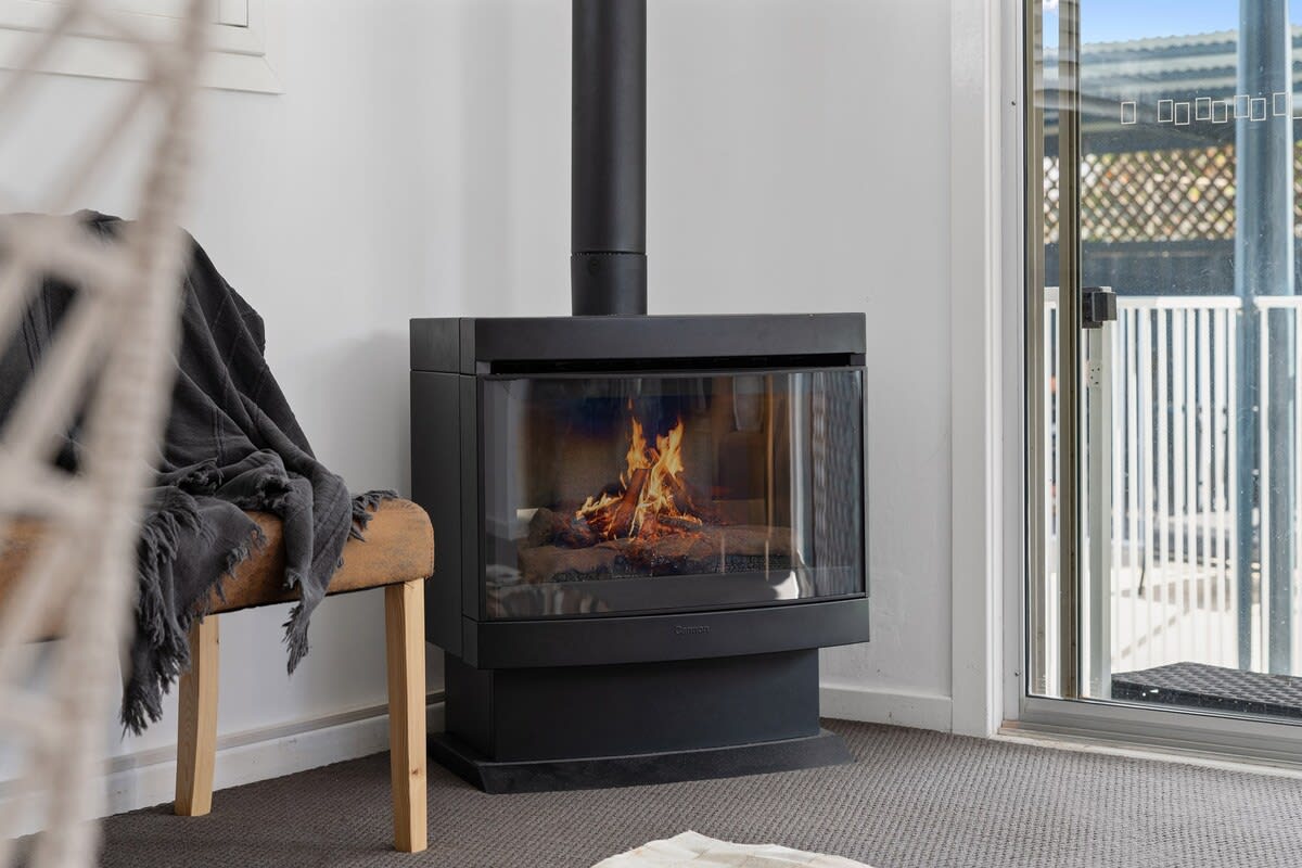 Indoor gas log fireplace to keep you warm