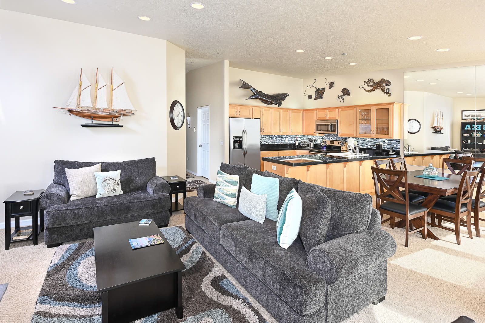 Captains Cove, Living Room and Kitchen