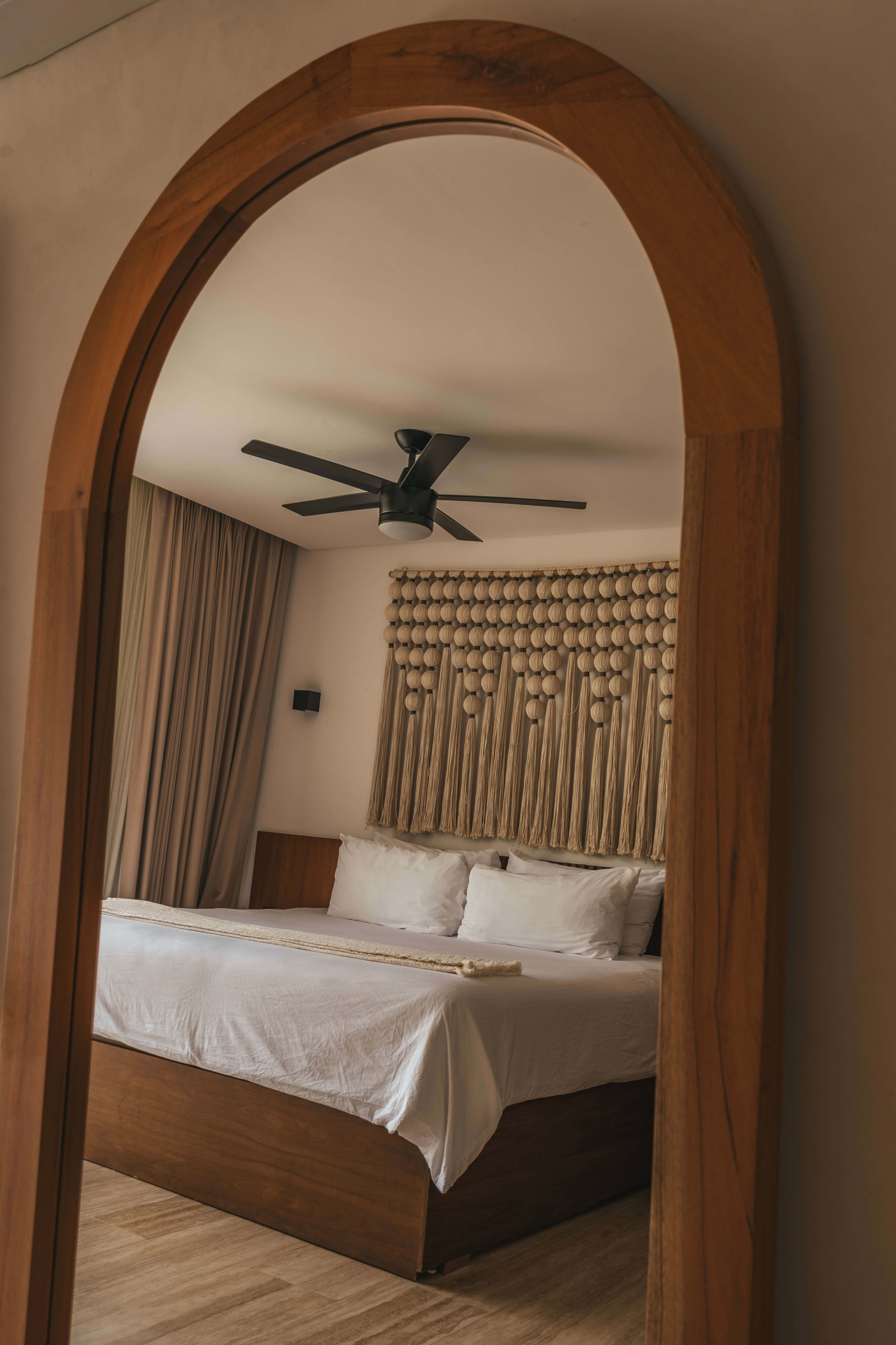 Elegant bedroom with a king-size bed.