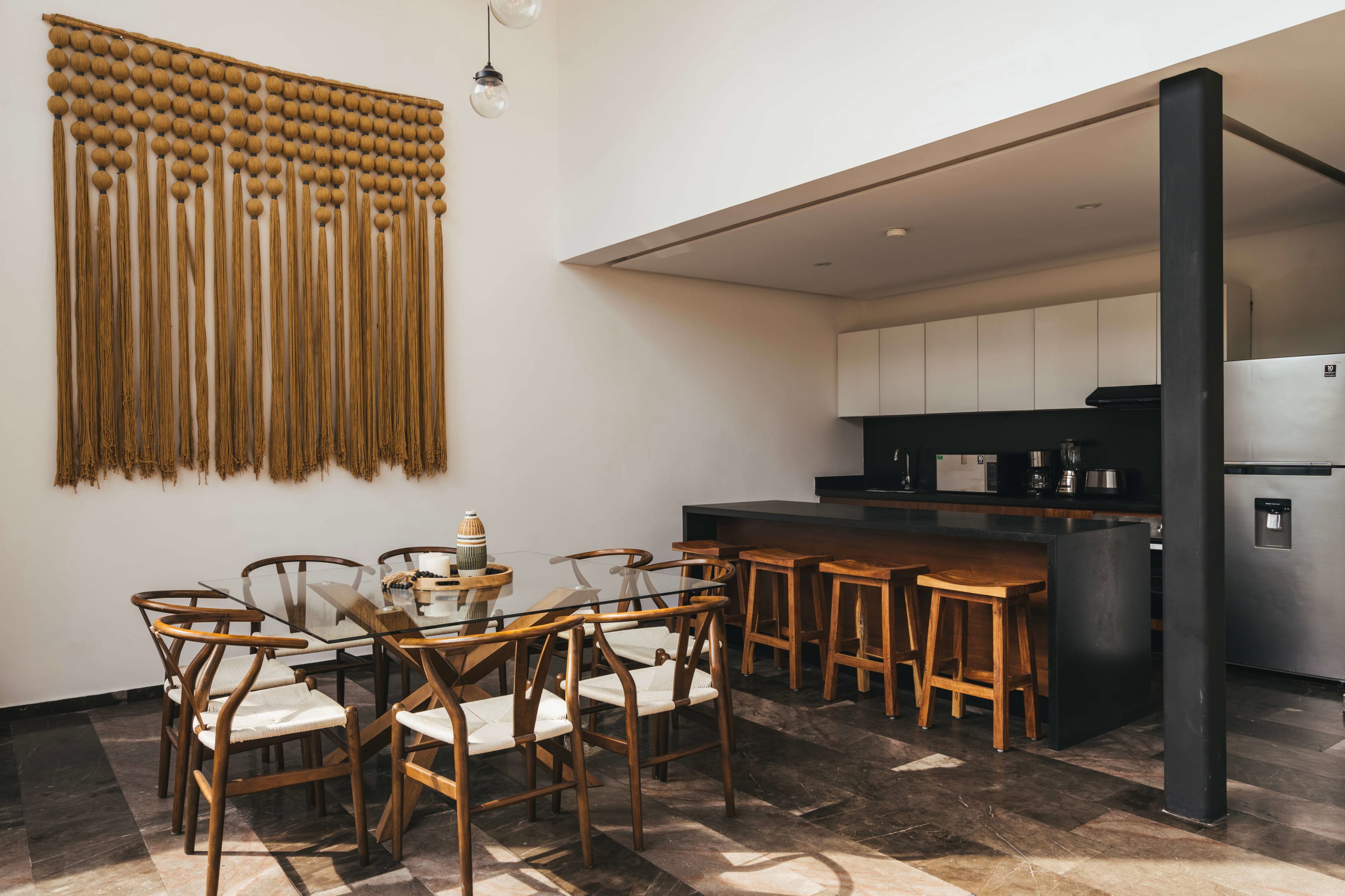 Dining room and kitchen on the ground floor.