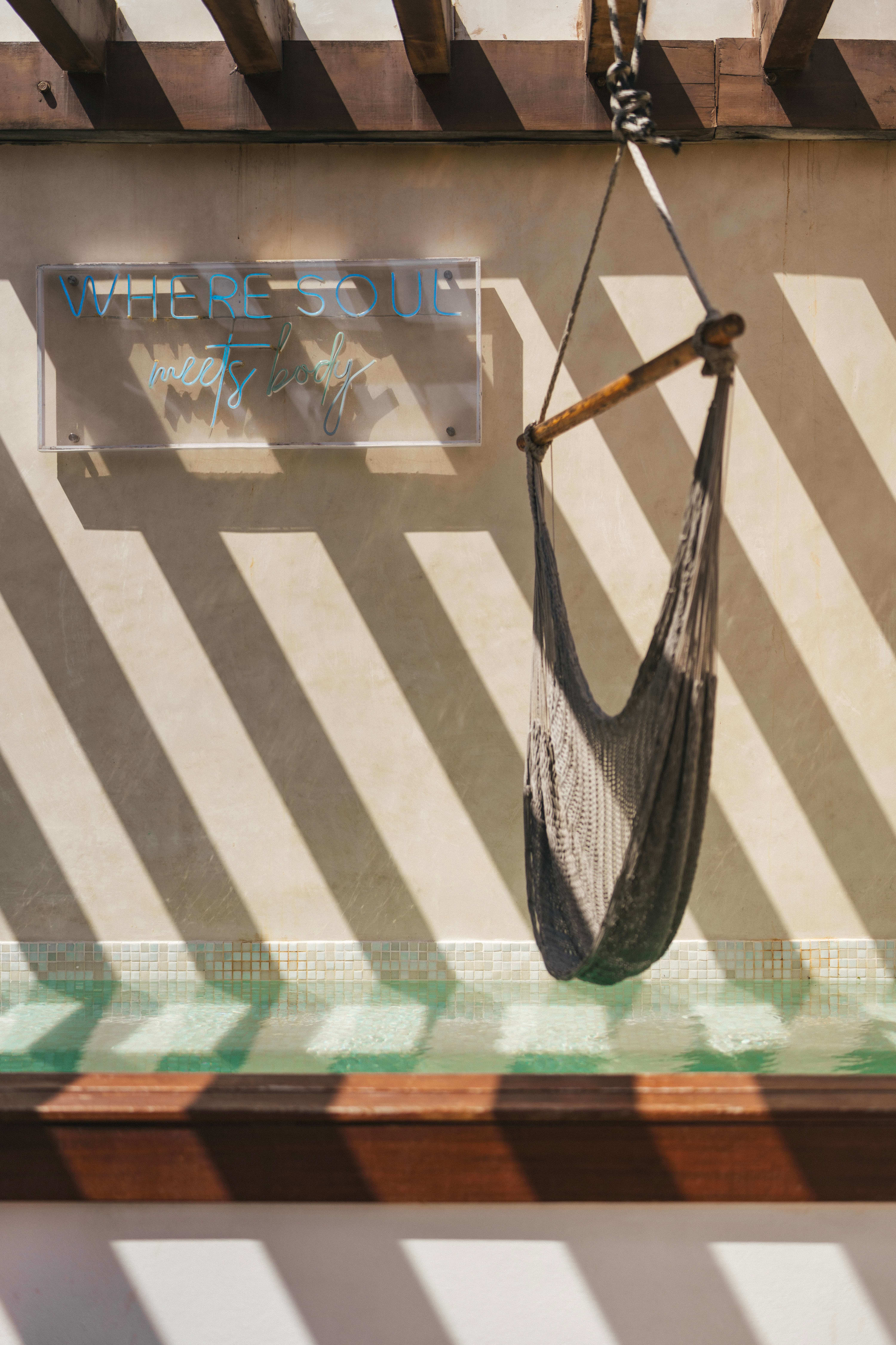 Hanging hammock on the terrace.