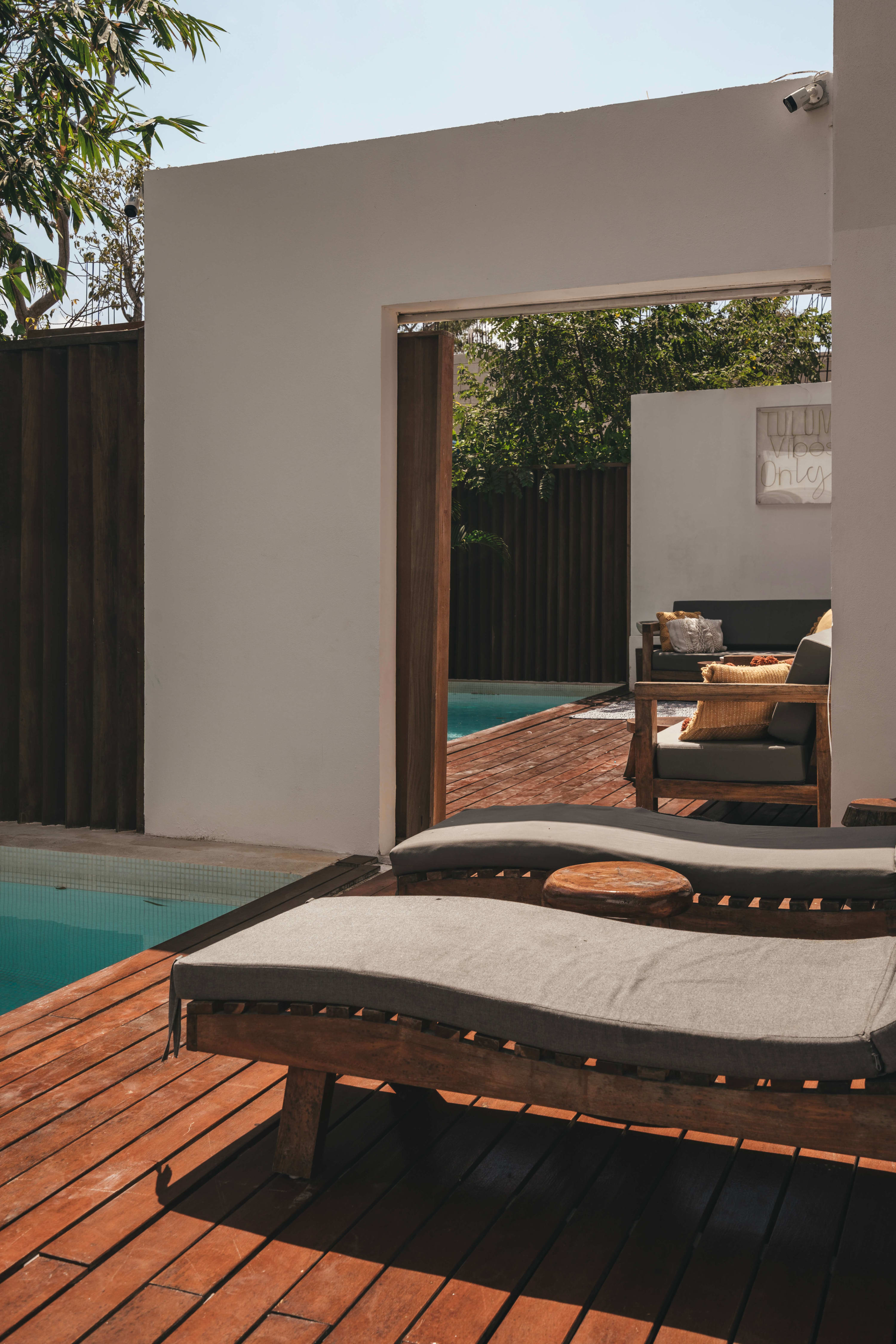 Pools of the two properties connected by an internal door.