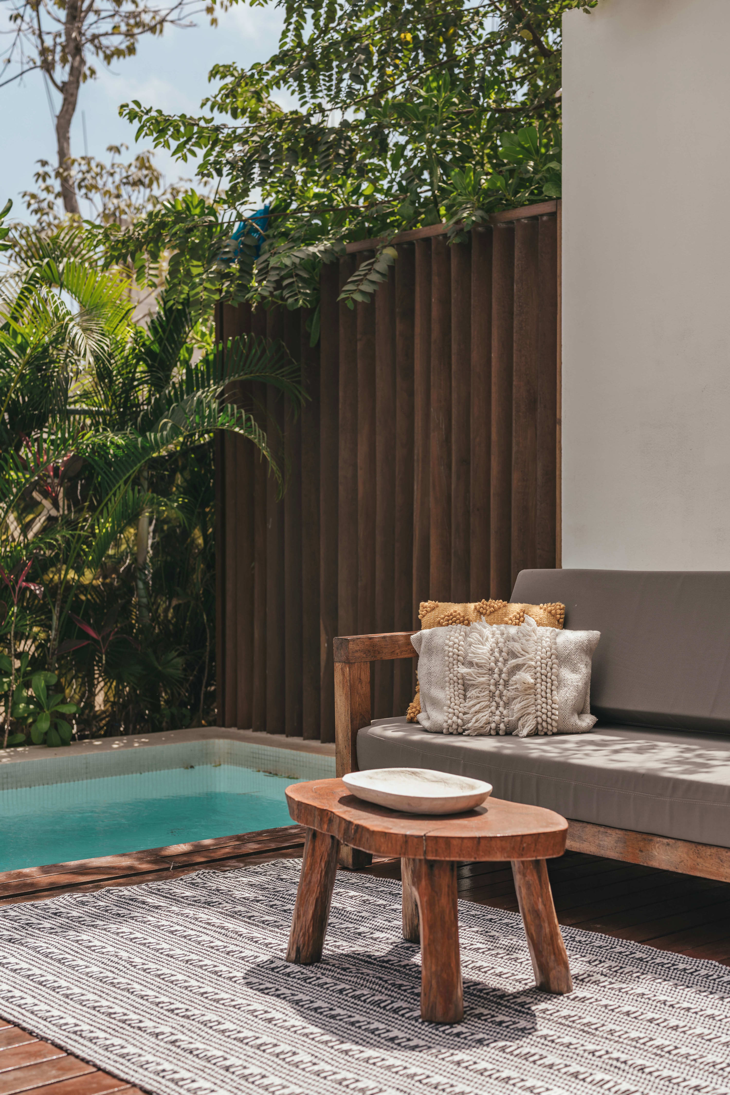 Beautiful outdoor sofa located on the sundeck.
