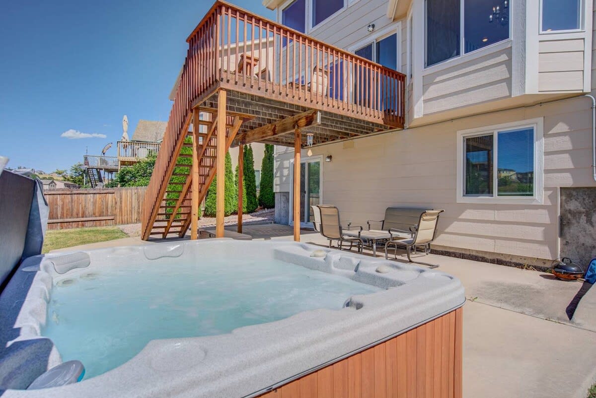 Mountain view deck HotTub Theater in BridlePass CO