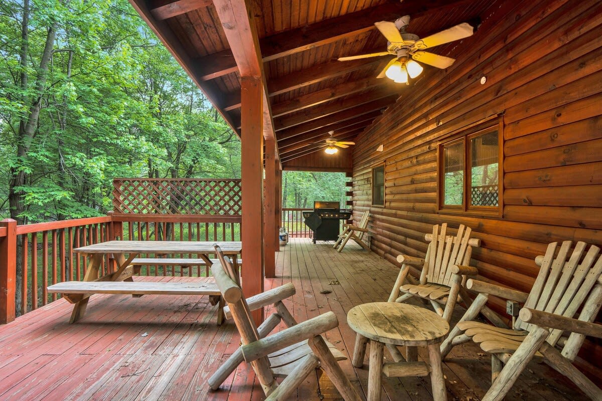 Authentic Pocono Log Cabin | Hot Tub | Lake Access