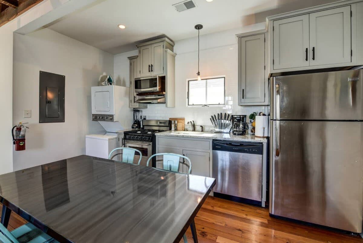 Open kitchen and dining area