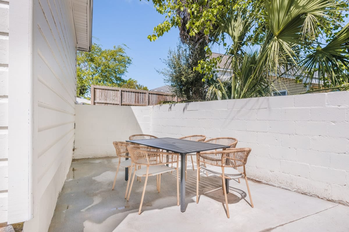 Additional outdoor seating on the backside of the home