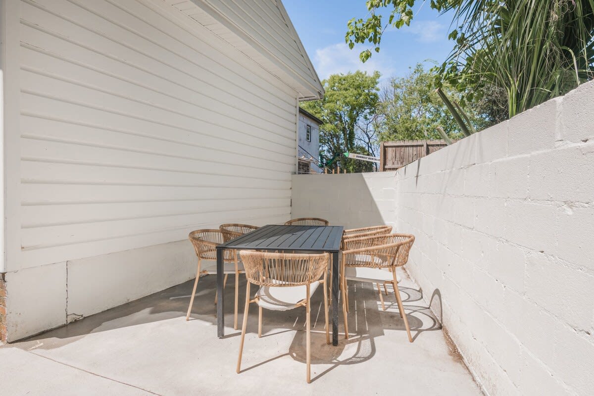 Outdoor seating for your group off the backside of the property