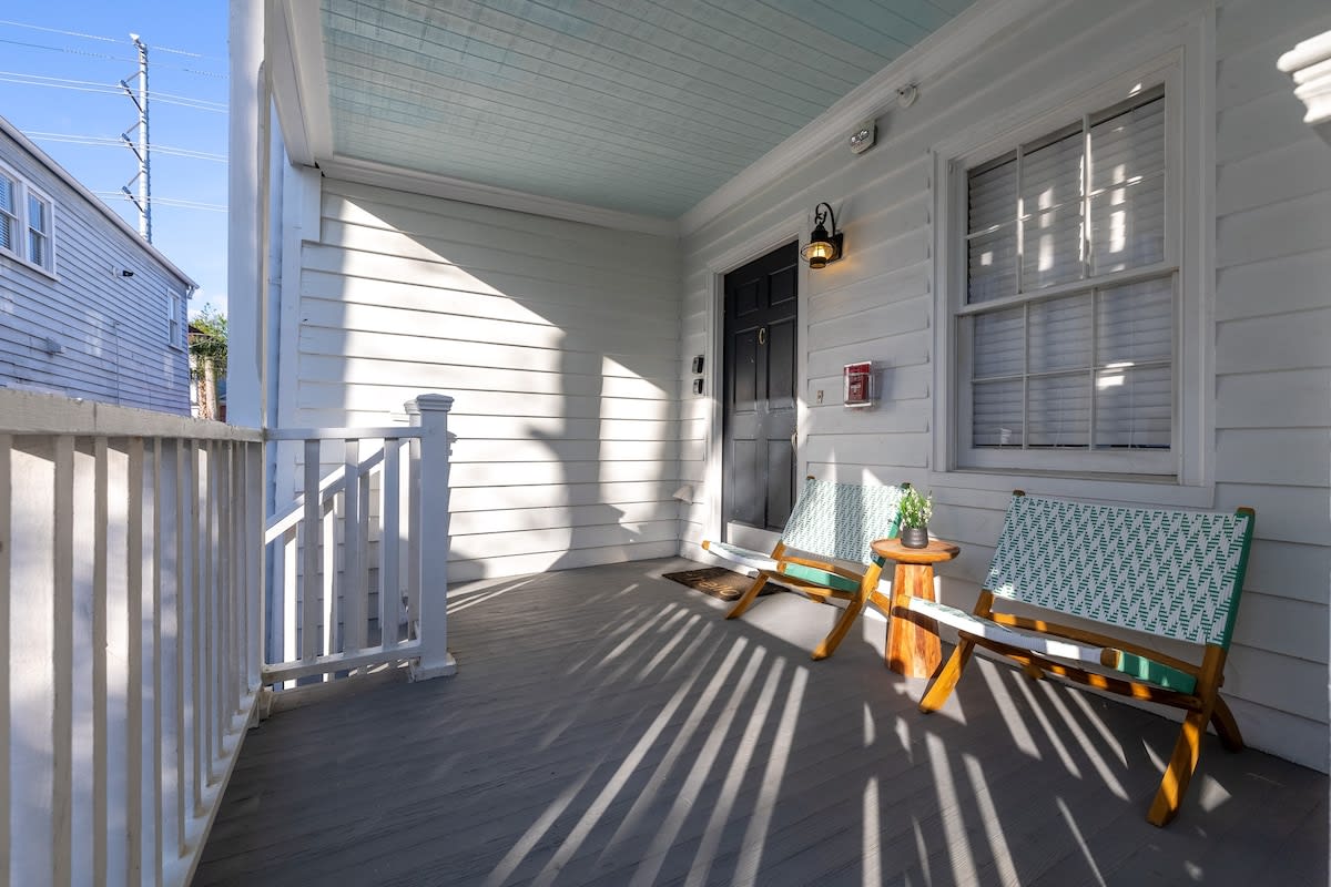 Outdoor seating space on the porch