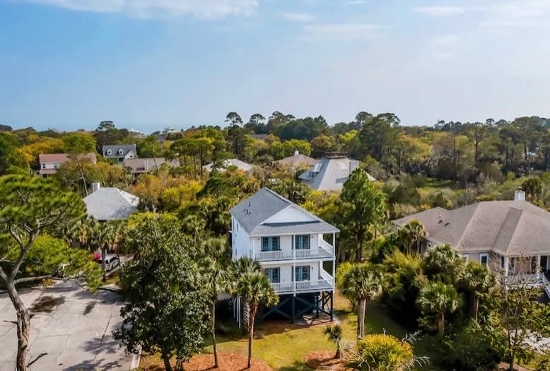 Aerial view of the house just a short walk to the beach