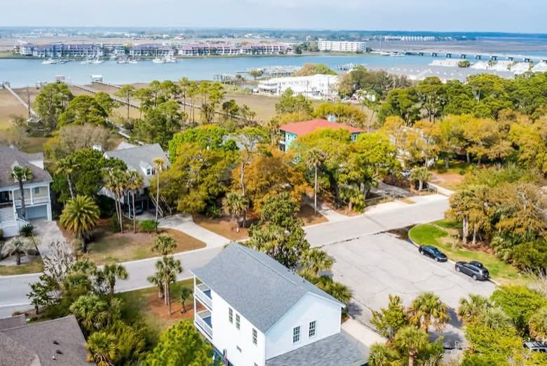 Aerial view of the house just a short walk to the beach