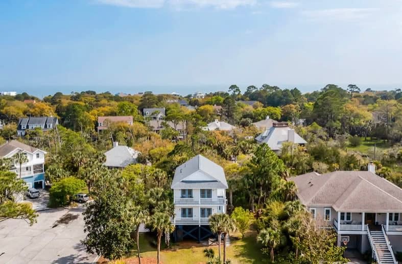 Aerial view of the house just a short walk to the beach