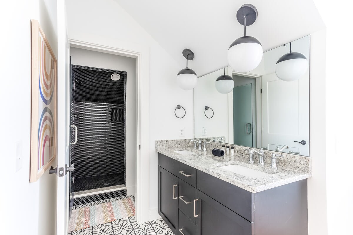 Bathroom #3 with a double vanity and walk in shower!