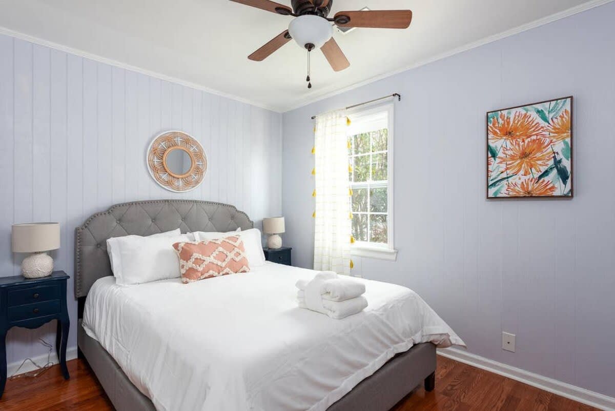 Bedroom #2 located on the second floor, with a closet and TV!