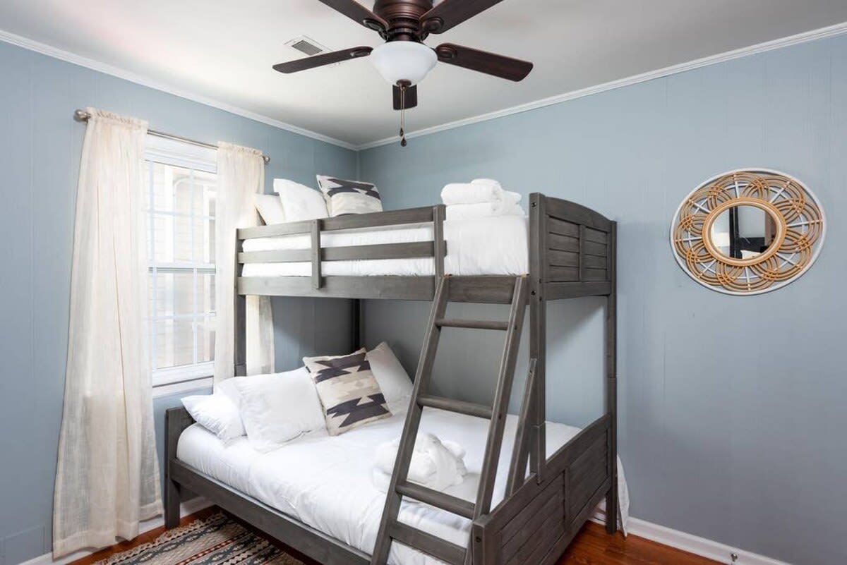 Bedroom #3 located on the second floor with a twin bed over a full bed bunk!