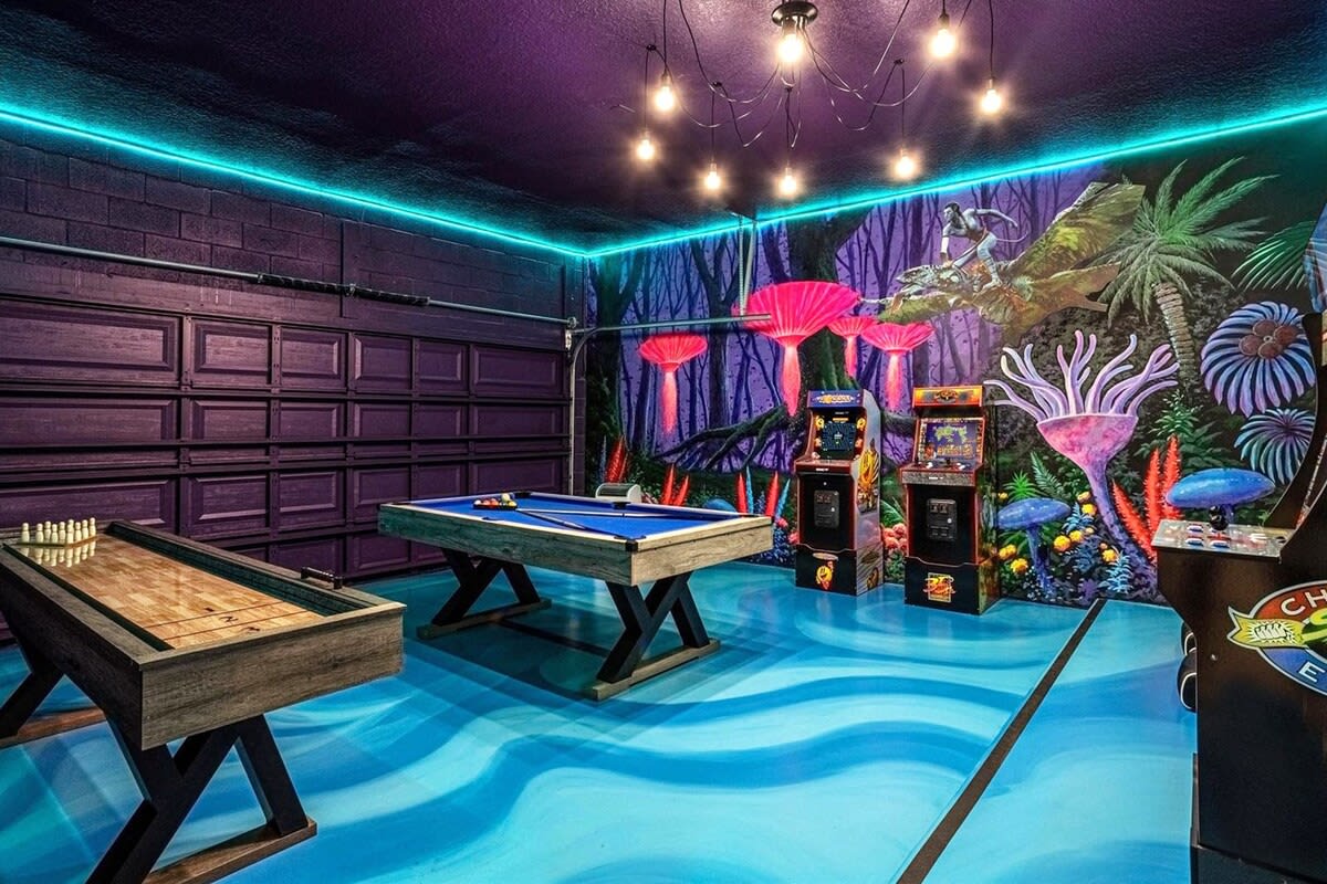 Avatar Themed Game Room with Pool Table, Arcade Games and More!