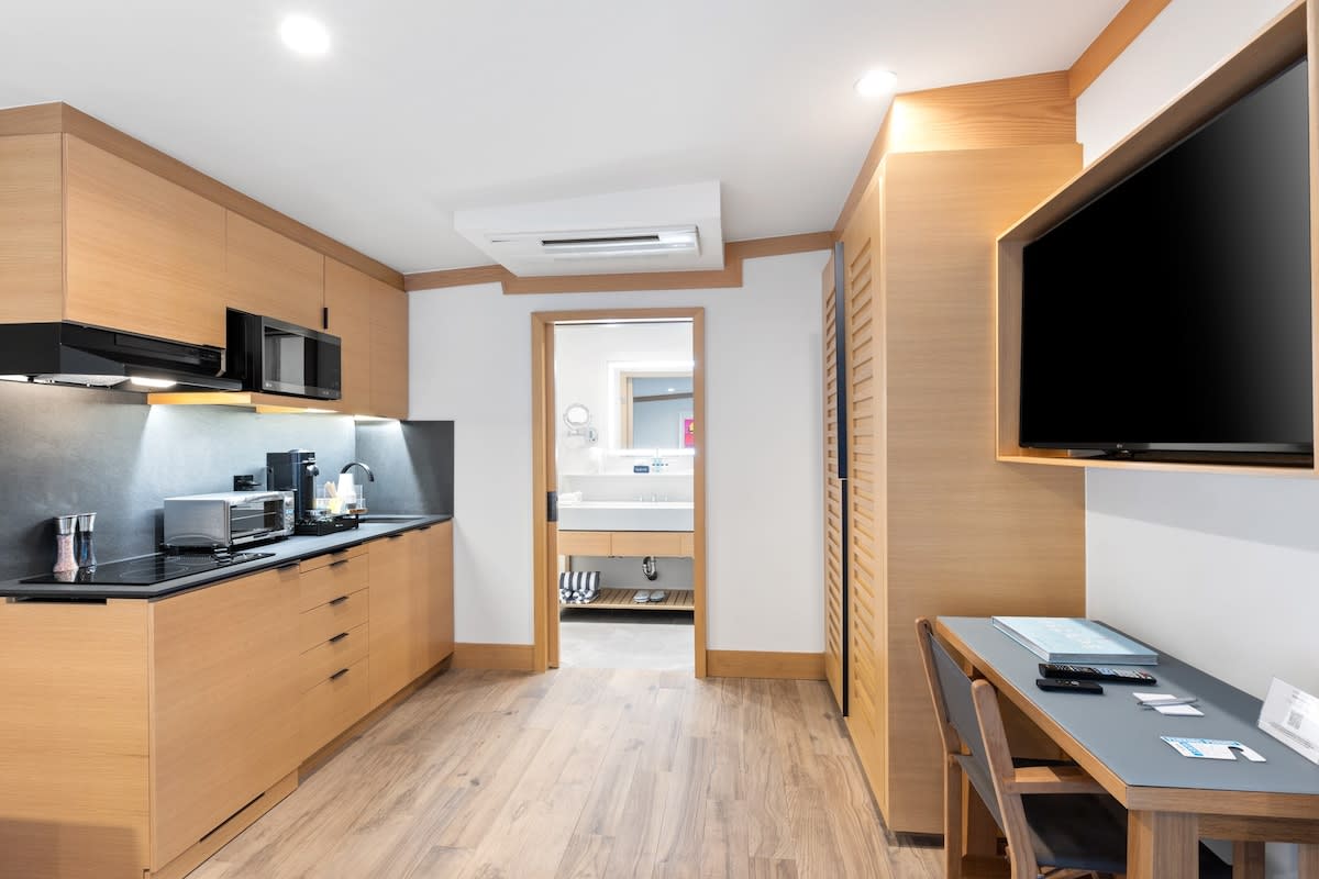 Contemporary design with Apple TV equipped for your enjoyment.