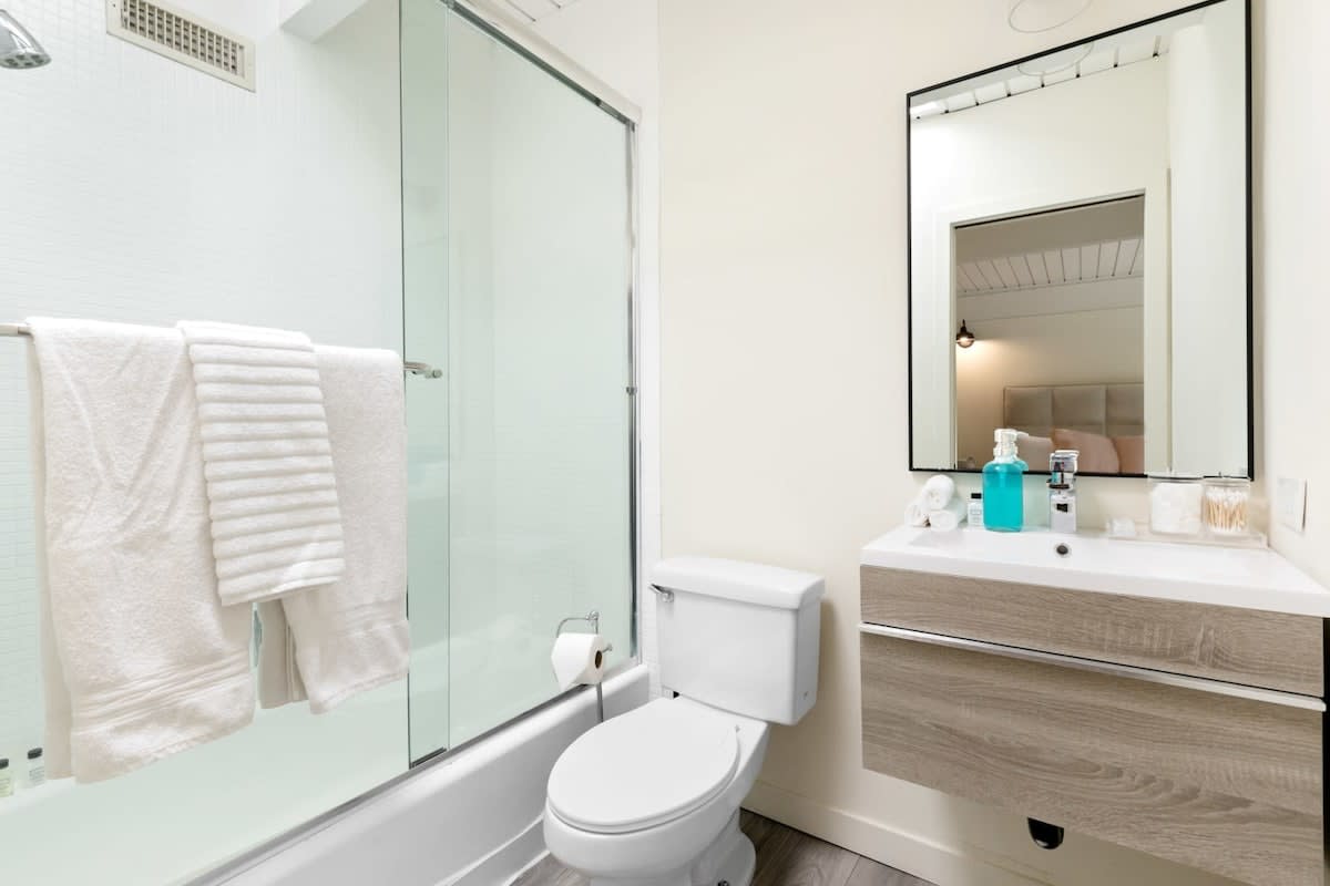 Enjoy plenty of space and a sparkling clean restroom for you and all your guests.