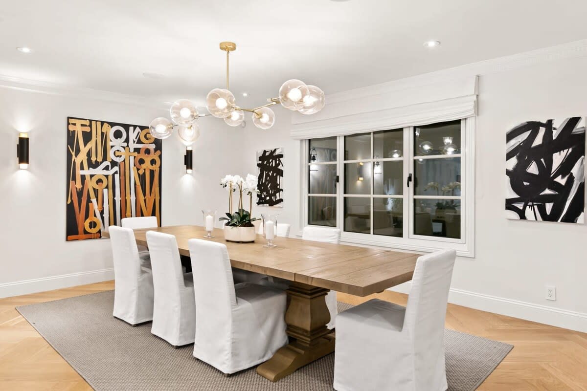Dining in style and luxury surrounded by amazing and high end artwork.