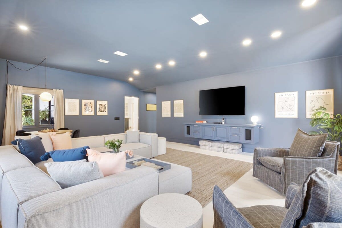 Recessed lighting and homey touches in the living space