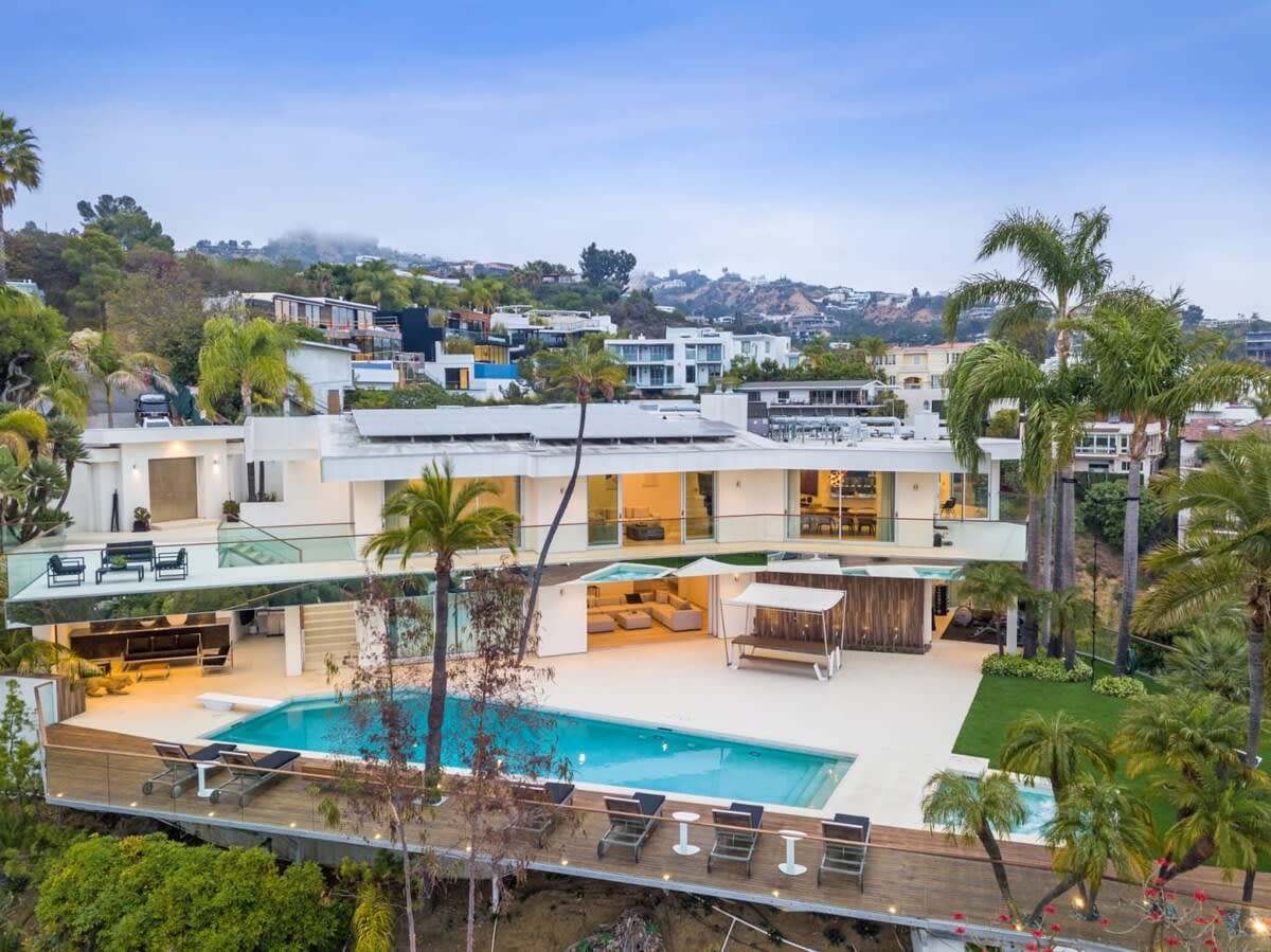 Aerial view of the backyard.