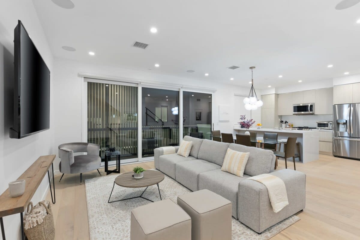The Main level features an open plan living room and kitchen