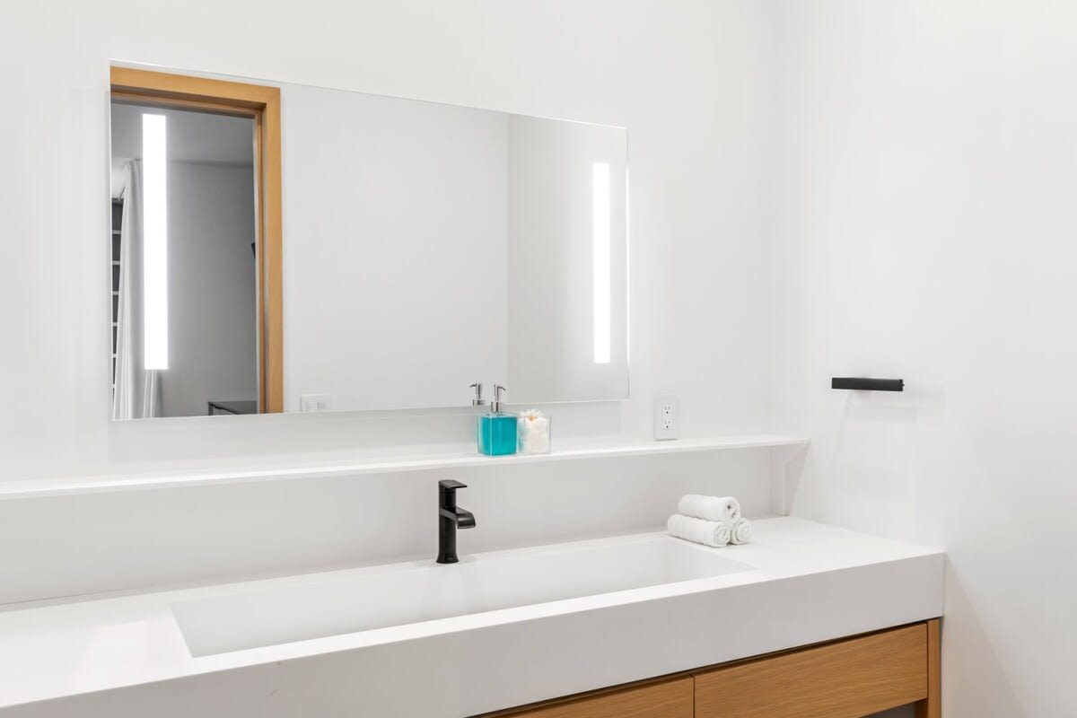 Get ready for the day in front of the LED-lit vanity mirrors