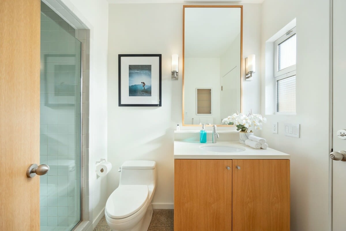 Enjoy plenty of space and a sparkling clean restroom for you and all your guests.