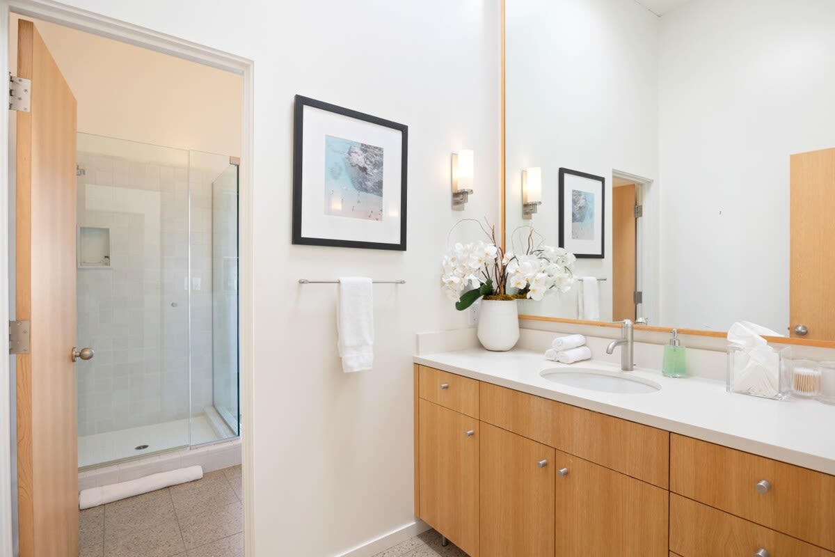 Jump into a hot shower and dry off with fresh, clean towels.