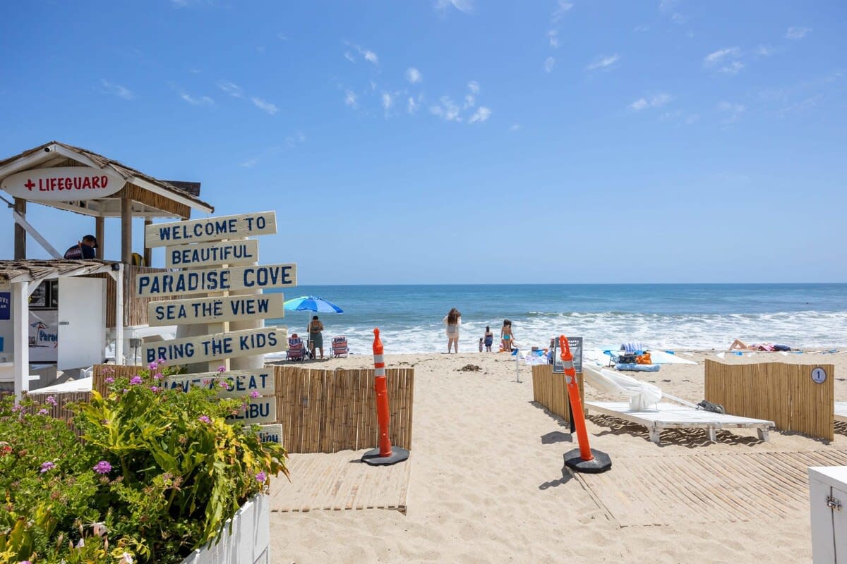 The beach at Paradise Cove provides a semi-private setting with less wind and distractions.