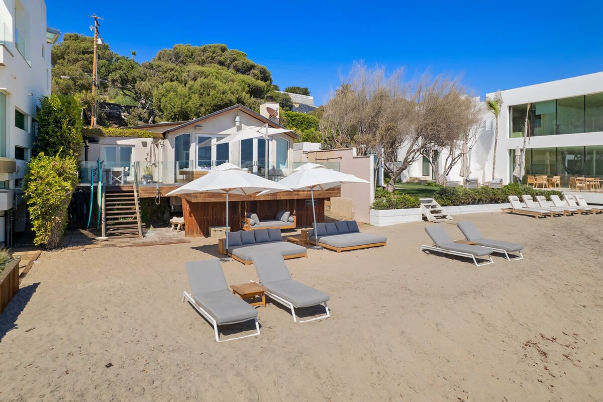 Luxurious beach sun loungers.