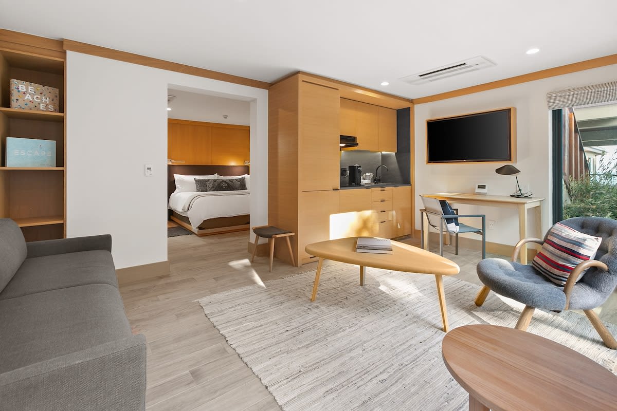 Enjoy the ocean view from your living room and workspace
