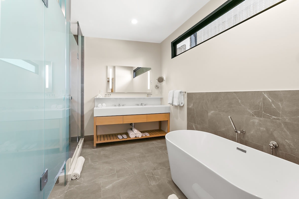 Each bathroom holds all of your everyday essentials such as Beekman toiletries, clean linens and slippers